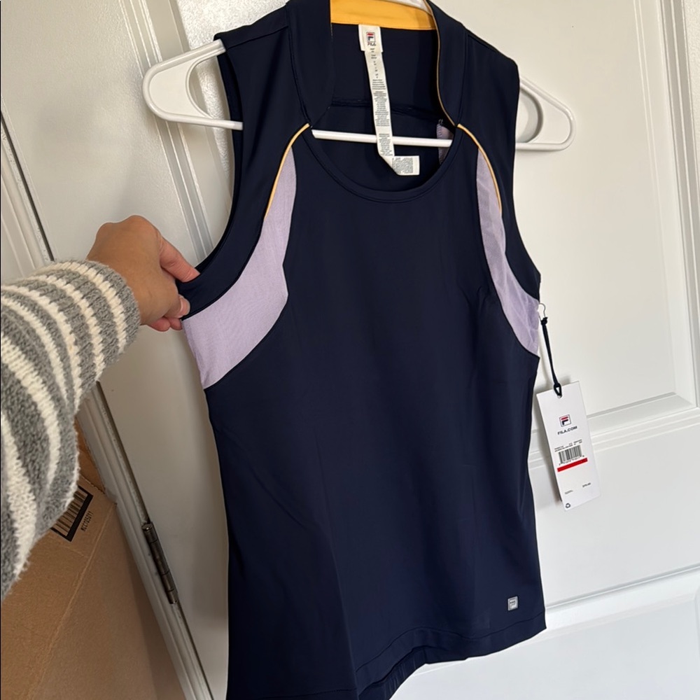Fila Women's Lavender and Navy Blue Athletic Tank Top